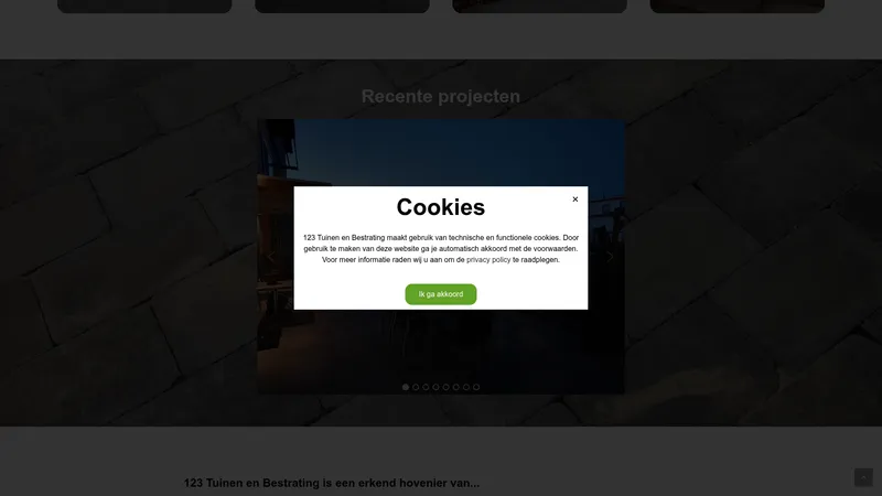Website van 123 Tuinen en Bestrating