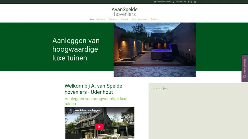 Website van A. van Spelde Hoveniers