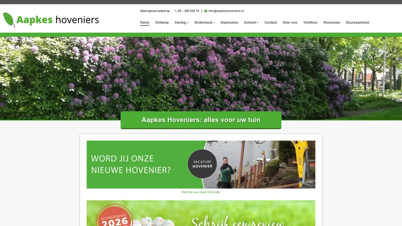 Website van Aapkes Hoveniers
