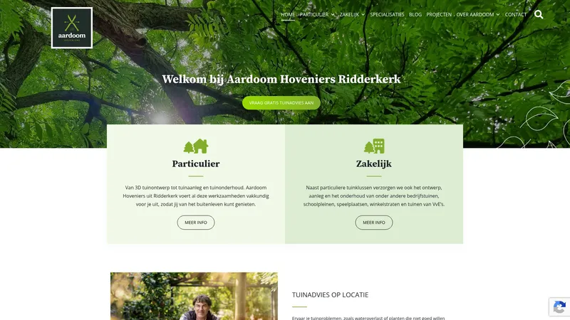 Website van Aardoom Hoveniers