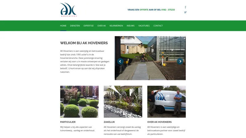 Website van AK Hoveniers