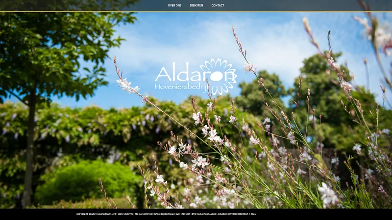 Website van Aldaron Hoveniersbedrijf