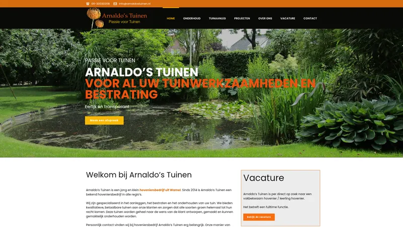 Website van Arnaldo's Tuinen