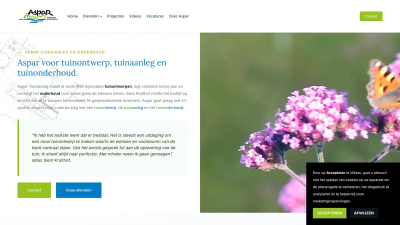 Website van Aspar Tuinaanleg B.V