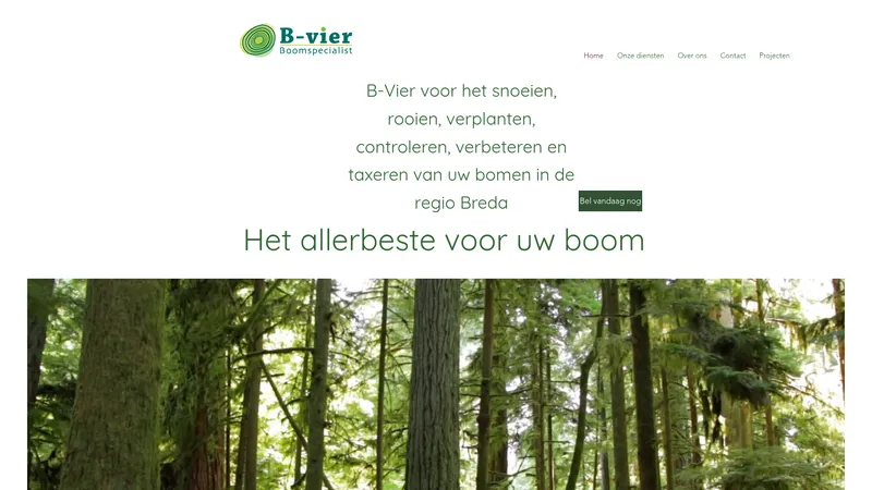 Website van B-Vier Boomspecialist