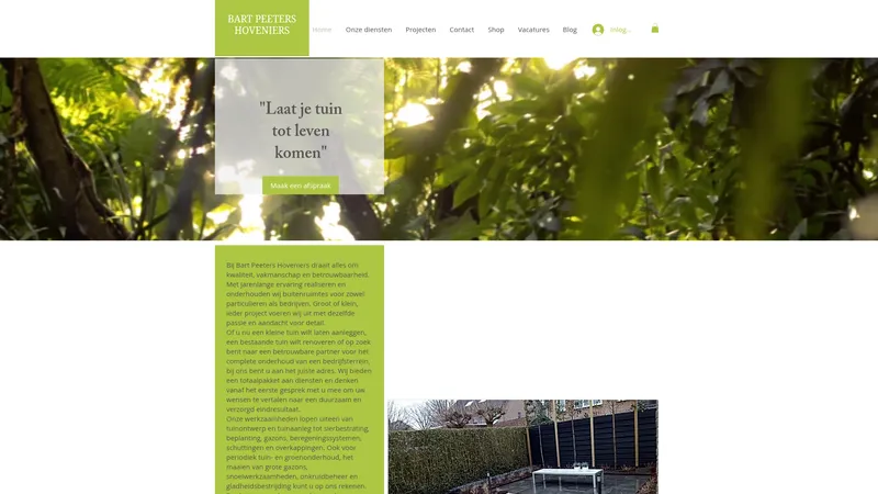 Website van Bart Peeters Hoveniers