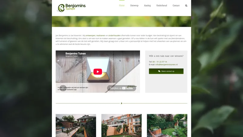 Website van Benjamins Tuinen