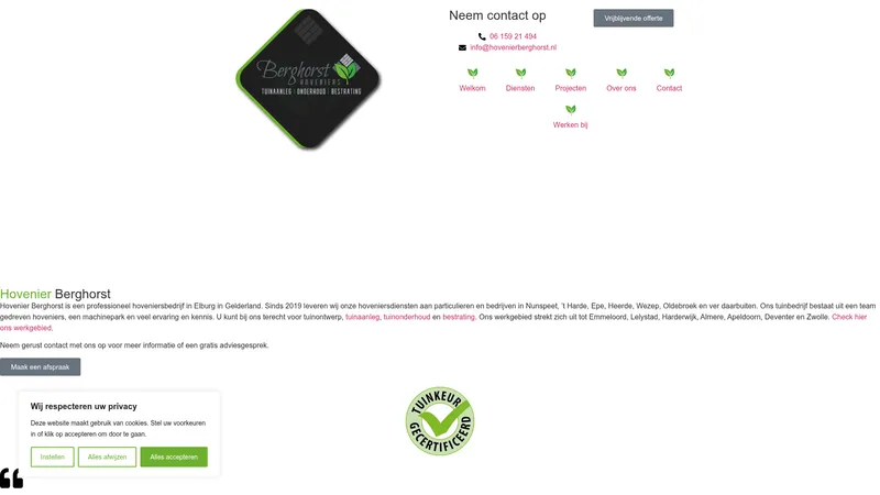 Website van Berghorst Dienstverlening