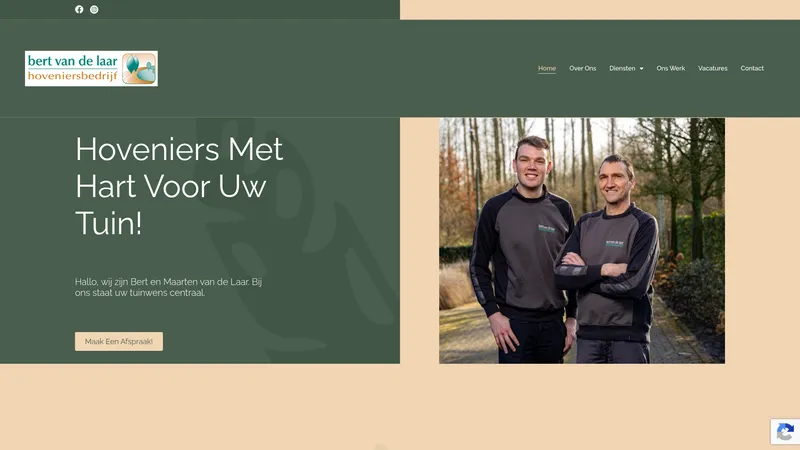 Website van Bert van de Laar hoveniersbedrijf