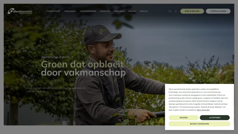 Website van Blom Hoveniers