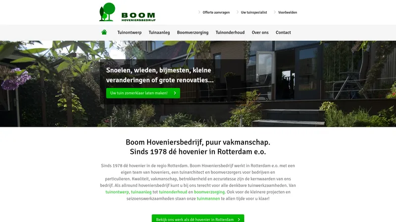Website van Boom Hoveniersbedrijf
