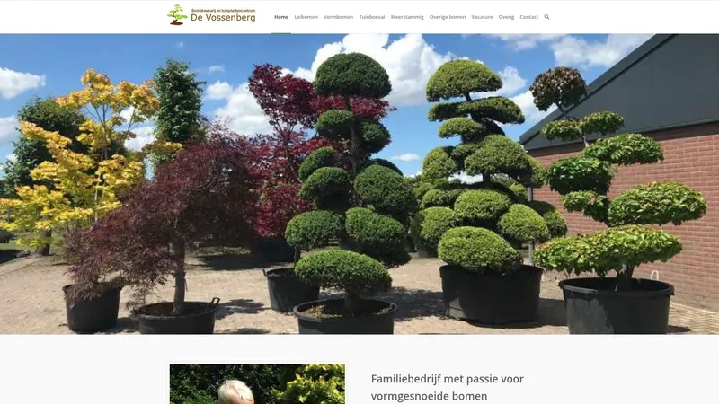 Website van Boomkwekerij en tuincentrum De Vossenberg