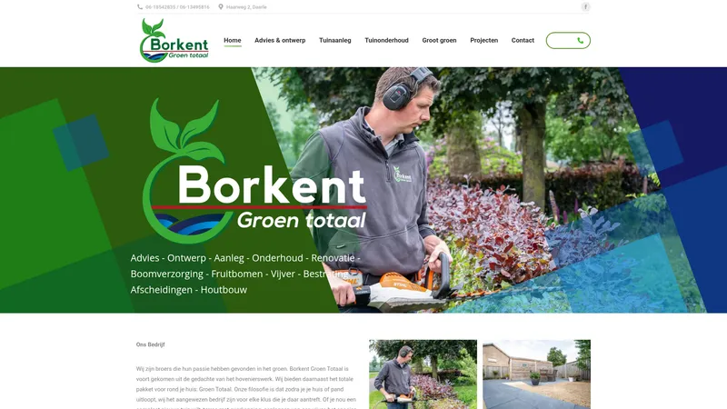 Website van Borkent Groen Totaal