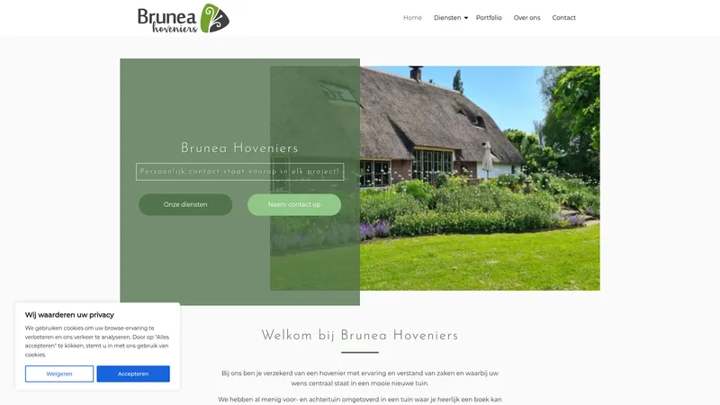 Website van Brunea Hoveniers