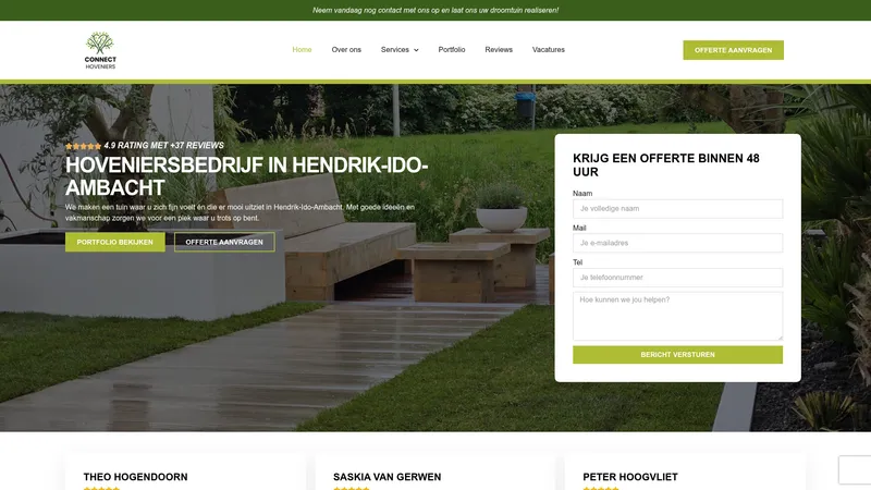 Website van Connect Hoveniers
