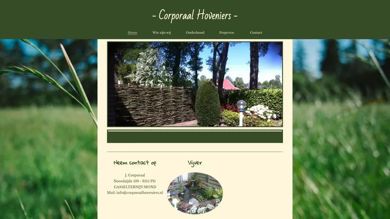 Website van Corporaal Hoveniers