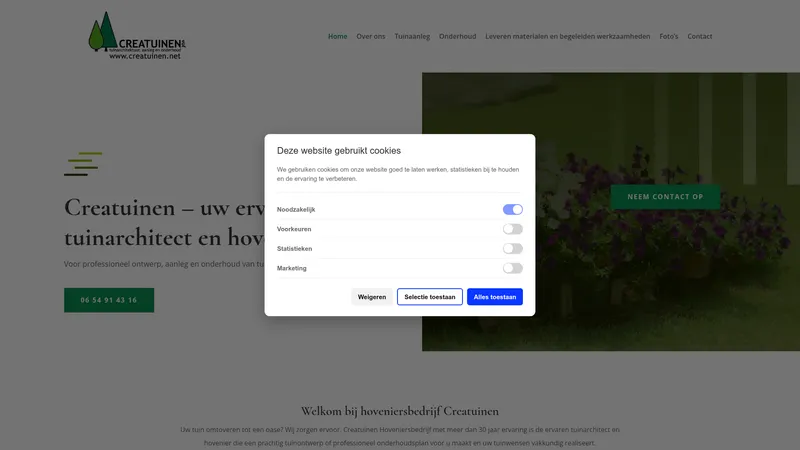 Website van Creatuinen VOF