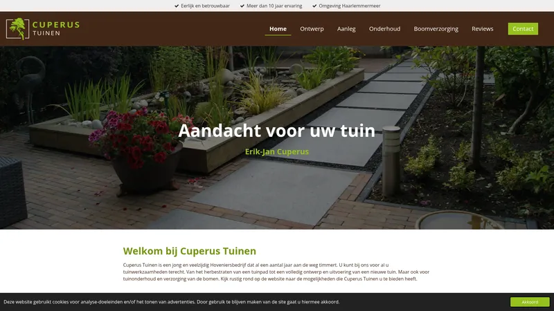 Website van Cuperus Tuinen