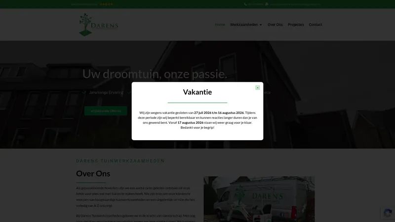Website van darenstuinwerkzaamheden