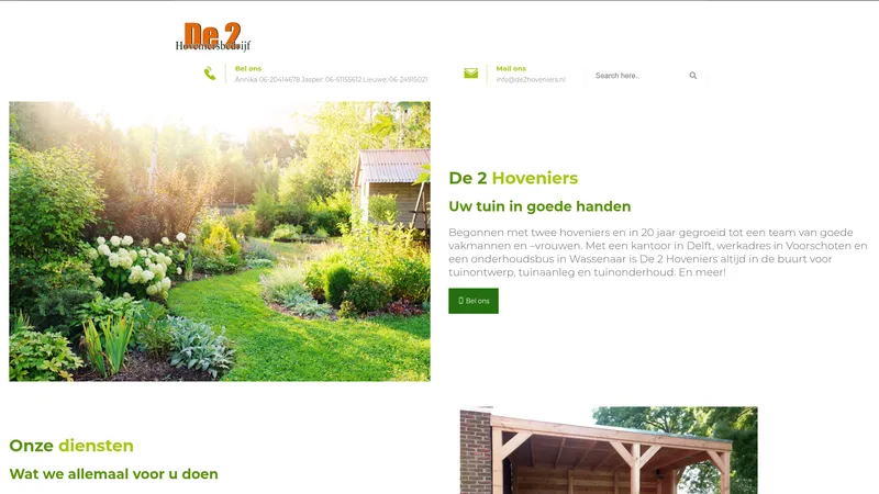 Website van De 2 Hoveniersbedrijf