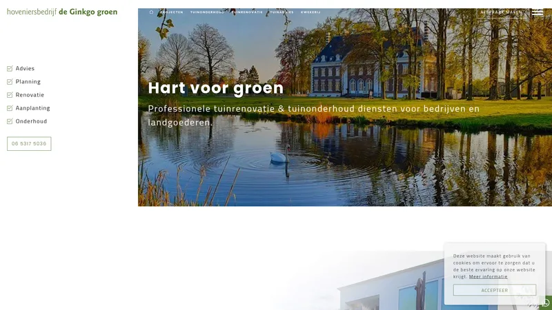 Website van De Ginkgo Groen
