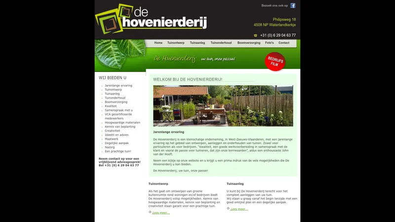 Website van De Hovenierderij