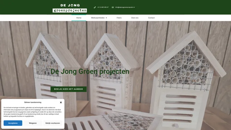 Website van De Jong Groenprojecten