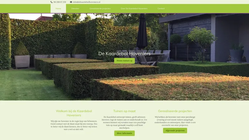 Website van De Kaardebol Hoveniers