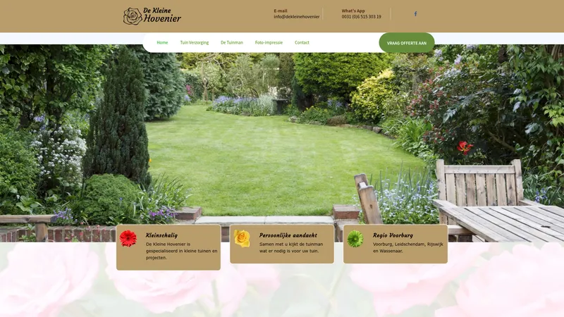 Website van De Kleine hovenier