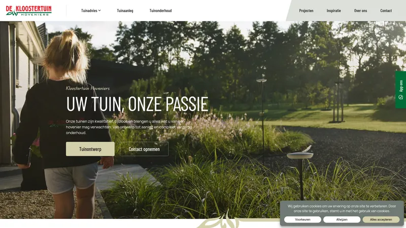 Website van De Kloostertuin Hoveniers