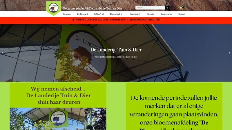 Website van De Landerije Tuin en Dier