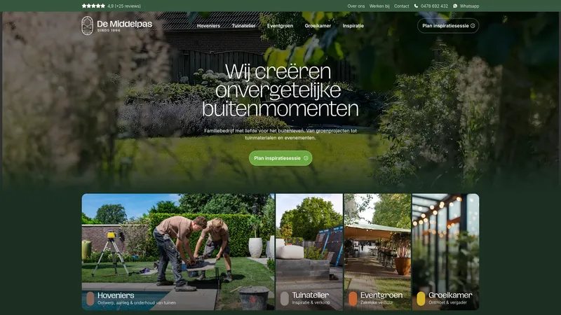 Website van De Middelpas Hoveniers
