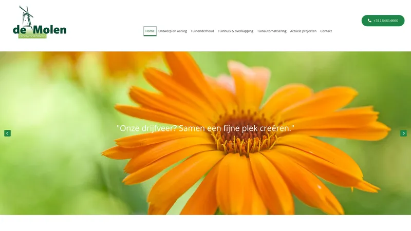 Website van De Molen Groenvoorziening