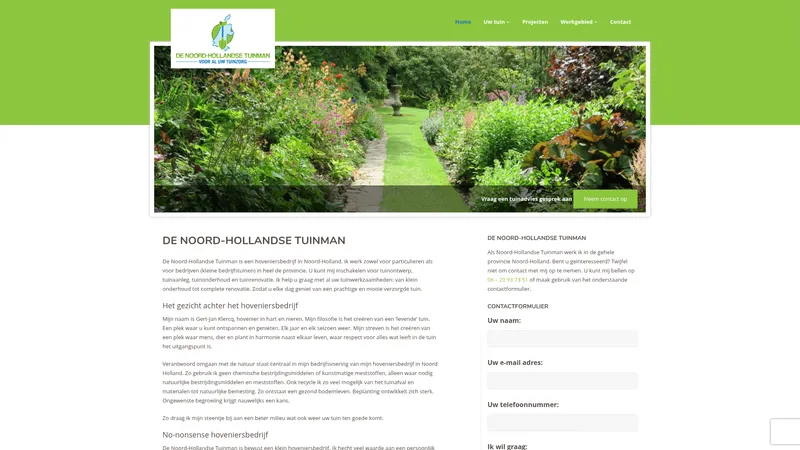 Website van De Noord-Hollandse Tuinman