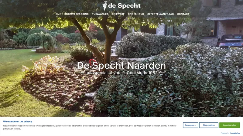 Website van De Specht Naarden Bomen en tuinen
