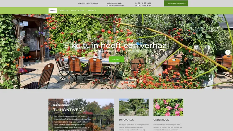 Website van De Tuinderij Hoveniers