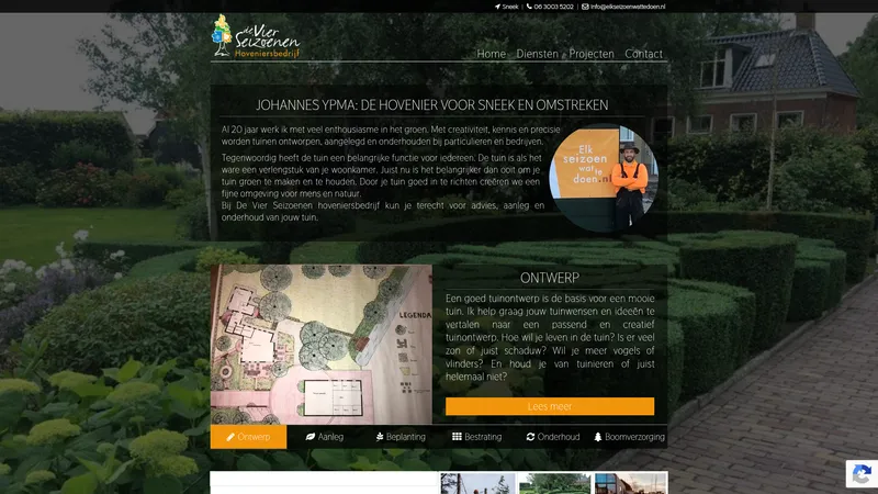 Website van De Vier Seizoenen Hoveniersbedrijf