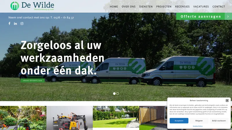 Website van De Wilde Dienstverlening op maat