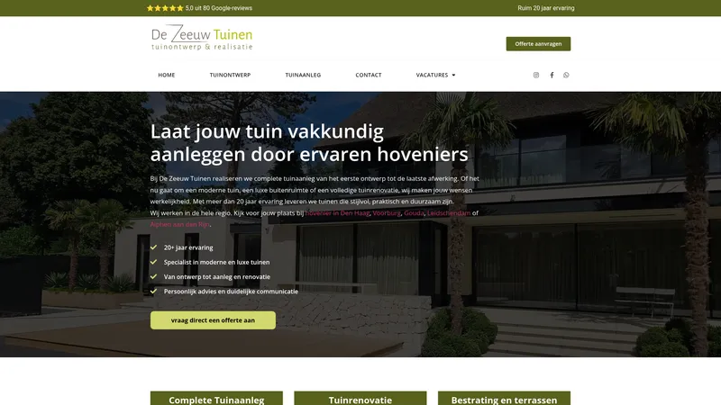 Website van De Zeeuw Tuinen