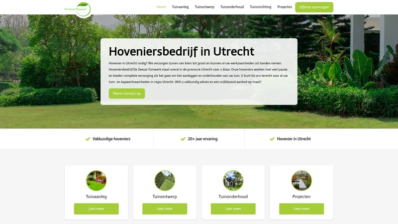 Website van De Zeeuw Tuinwerk