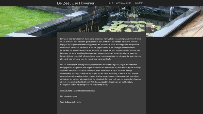 Website van De Zeeuwse Hovenier