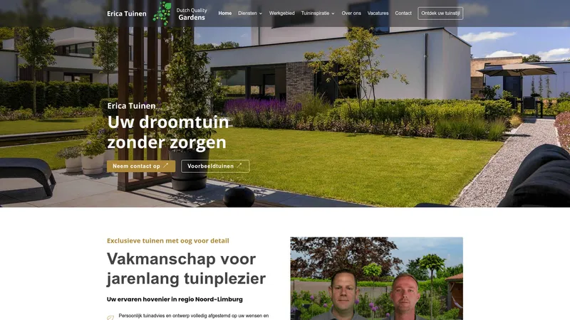 Website van Dutch Quality Gardens, Erica Tuinen