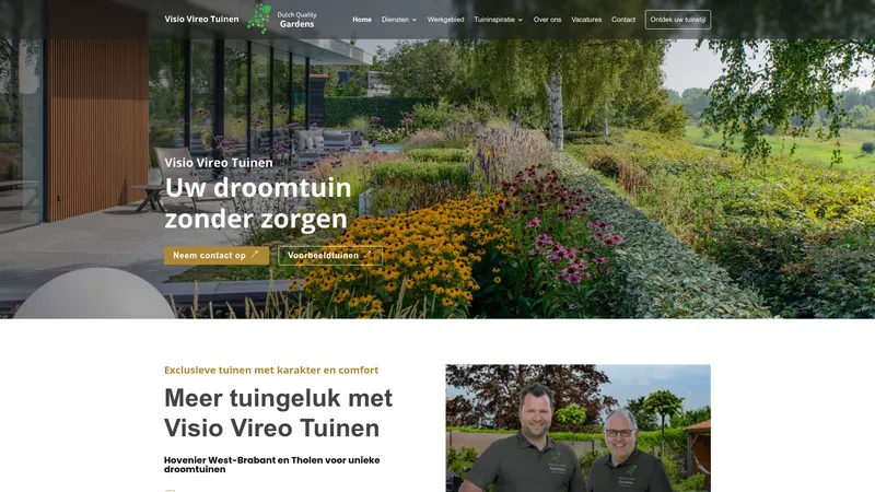 Website van Dutch Quality Gardens, Visio Vireo Tuinen