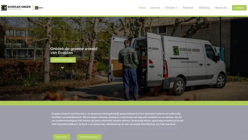 Website van Ecoplan Groen