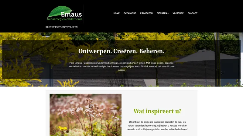 Website van Emaus Tuinaanleg en Onderhoud