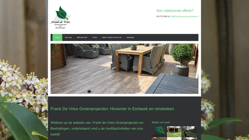 Website van Frank De Vries Groenprojecten