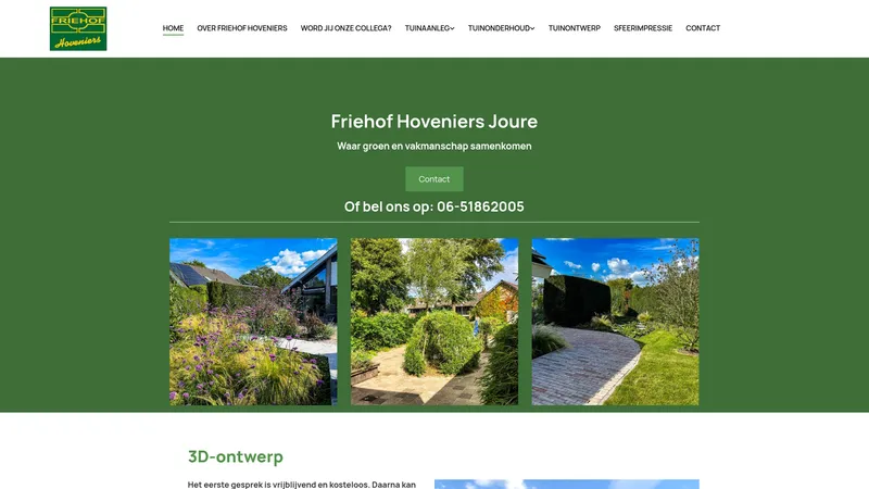 Website van Friehof Hoveniers