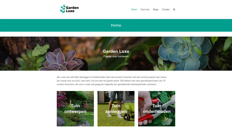 Website van Garden Luxe