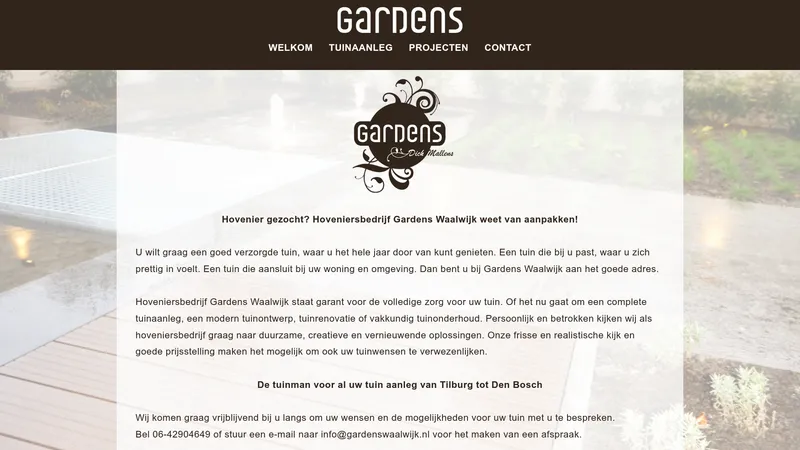 Website van Gardens Waalwijk