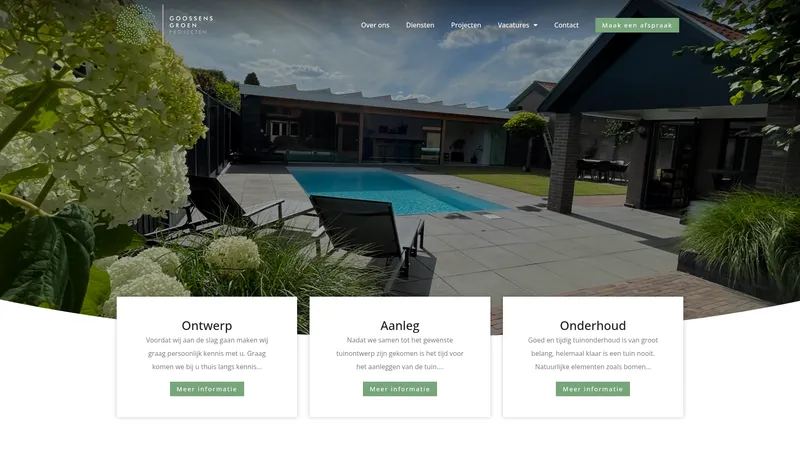 Website van Goossens Groen Projecten
